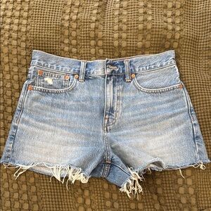 Madewell Blue Frayed Jean Shorts